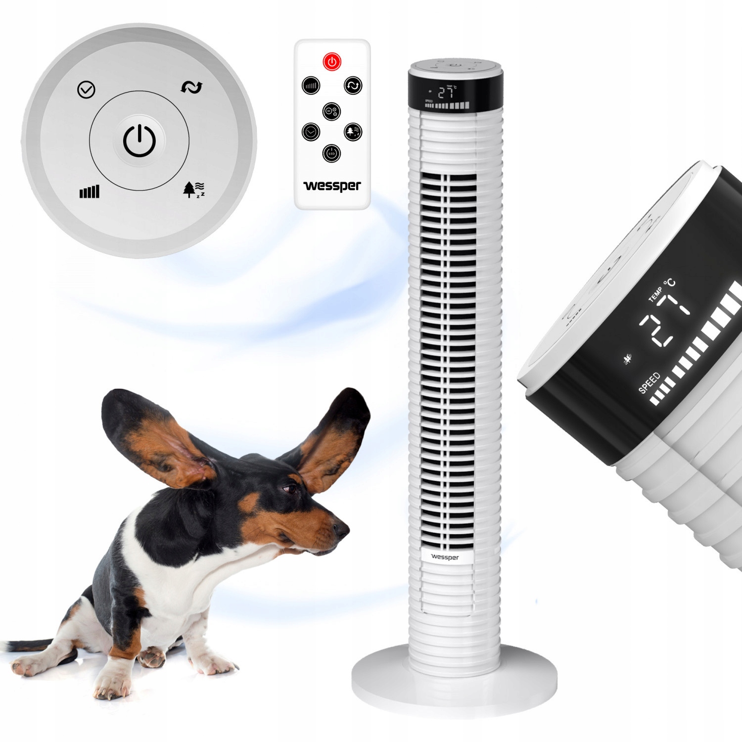 Stĺpový ventilátor Wessper VentilMax White
